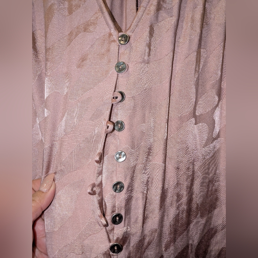 NWT Anthropologie Rose Laurentia Jacquard Jumpsuit Pink Size S Boho Wide Leg - Picture 9 of 14